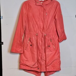 Michael Kors Coral Windbreaker Jacket Full Zip Gold Accents Wmns Extra Small